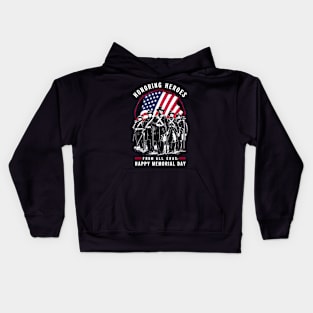 Honoring Heroes From All Eras Happy Memorial day | Veteran lover gifts Kids Hoodie